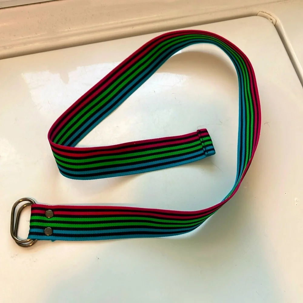 Colorful Striped slide belt size 8 black pink green blue